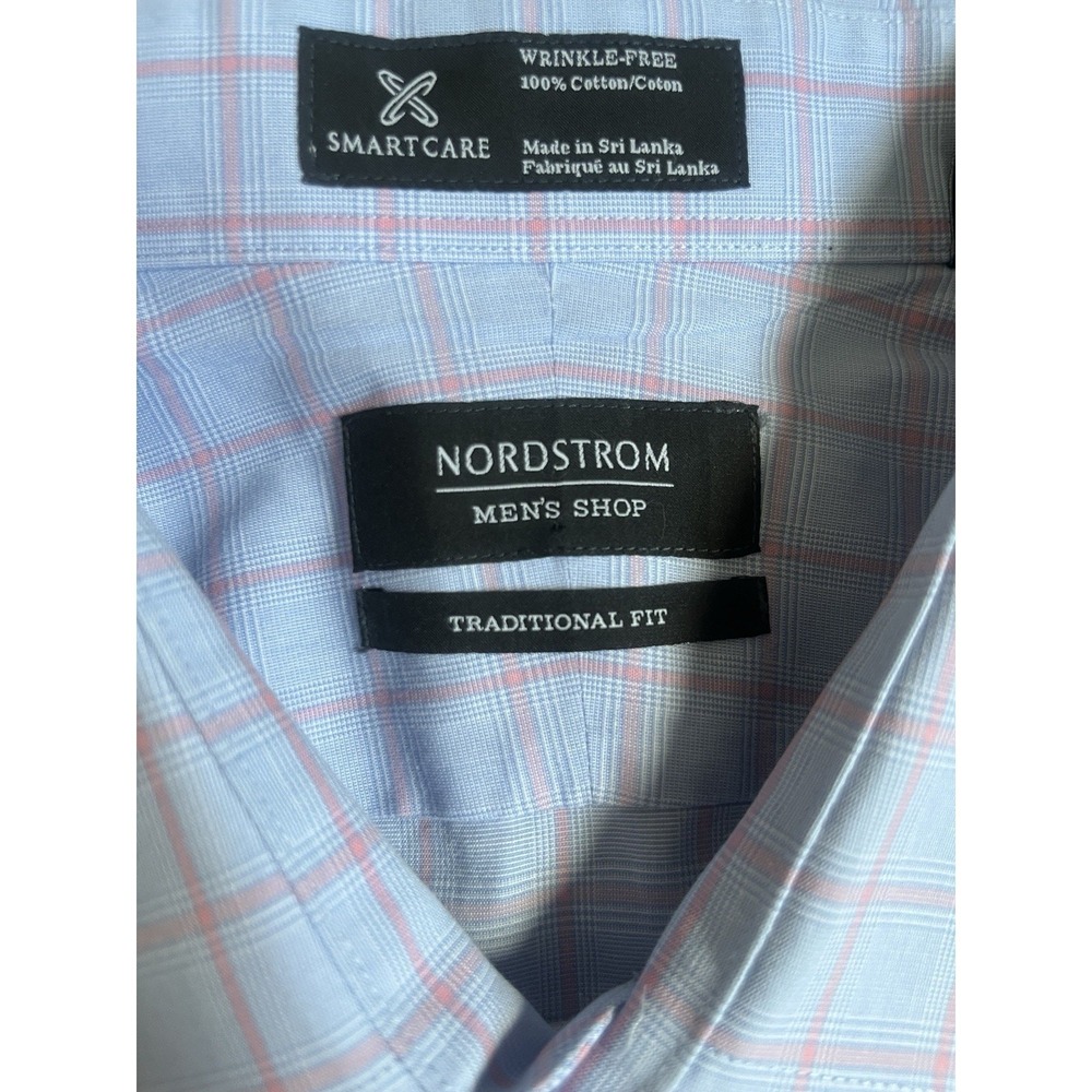 Nordstrom Smartcare Wrinkle-Free Cotton Traditional Check Dress Shirt 18.5 | 35